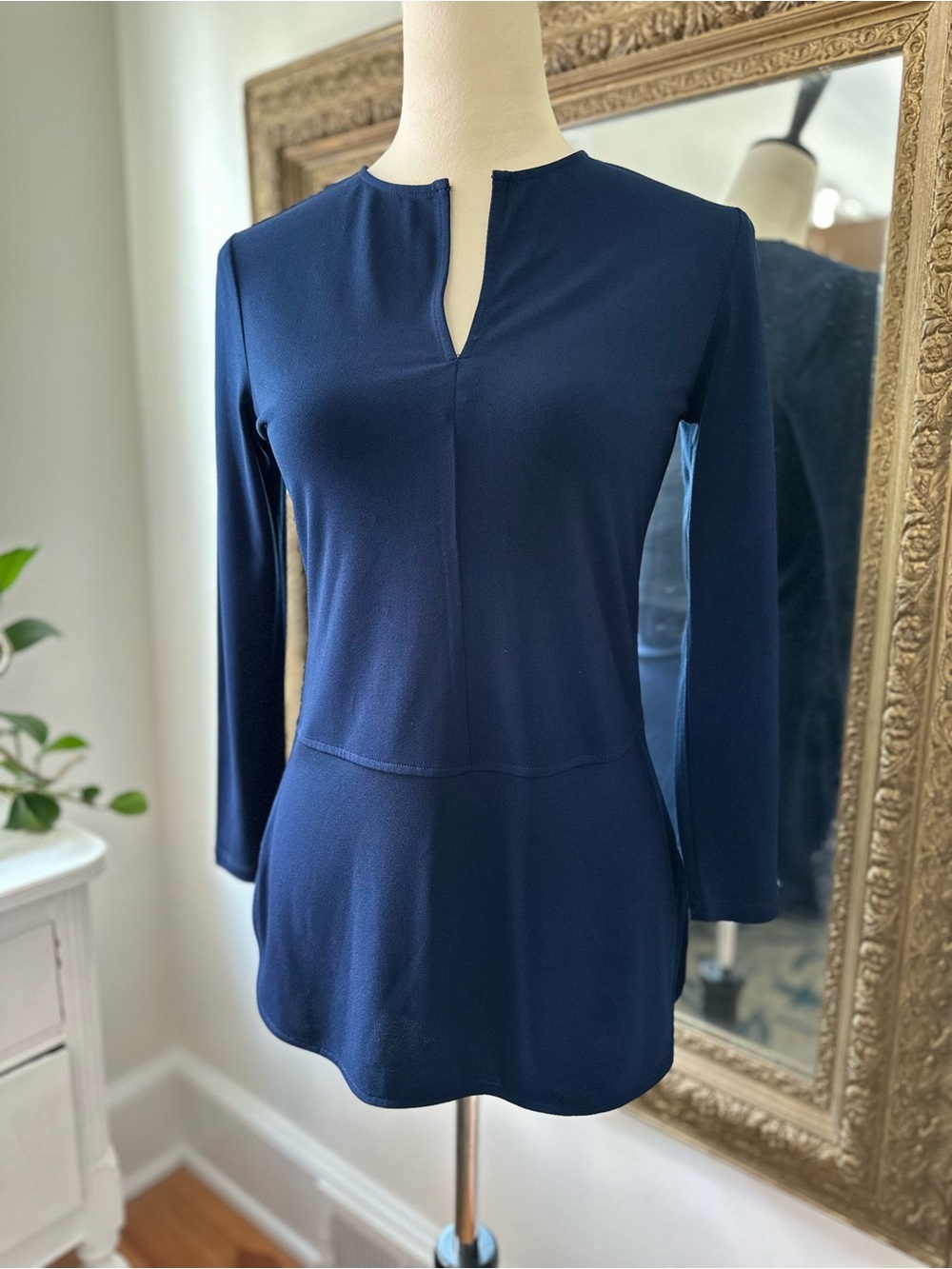 Lauren Ralph Lauren PXS knit top quiet luxury blue office career stretchy comfy